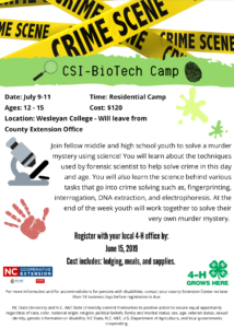 Crime Scene Investigation Science Camp