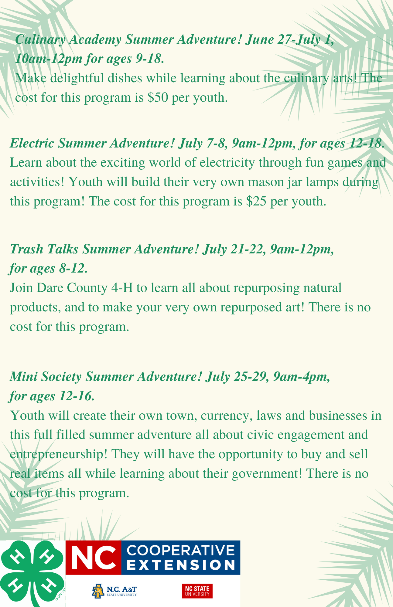 page 2 of the Summer Adventures flier