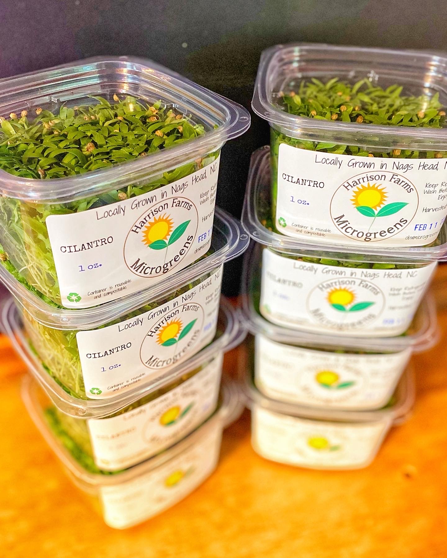 eight containers of microgreens