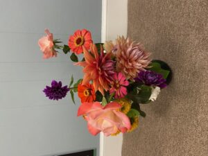 Flowers in an arrangement.